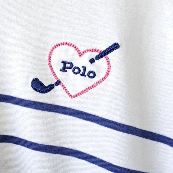 Ralph Lauren POLO Golf Women's Classic Stripe Top Long Sleeve Blue White Large - Picture 8 of 9